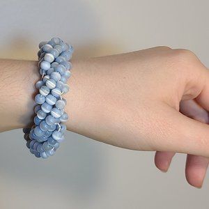Blue glass bead bracelet